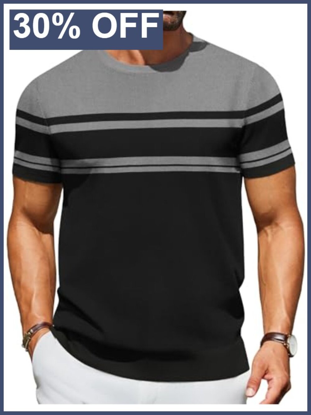 Mens Knit Crewneck Short Sleeve T-Shirt Casual Pullover Tee